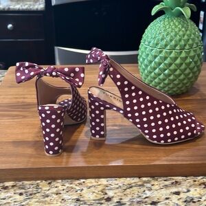 Rockabilly Polka-dot Peep Toe Slingbacks with adjustable bow